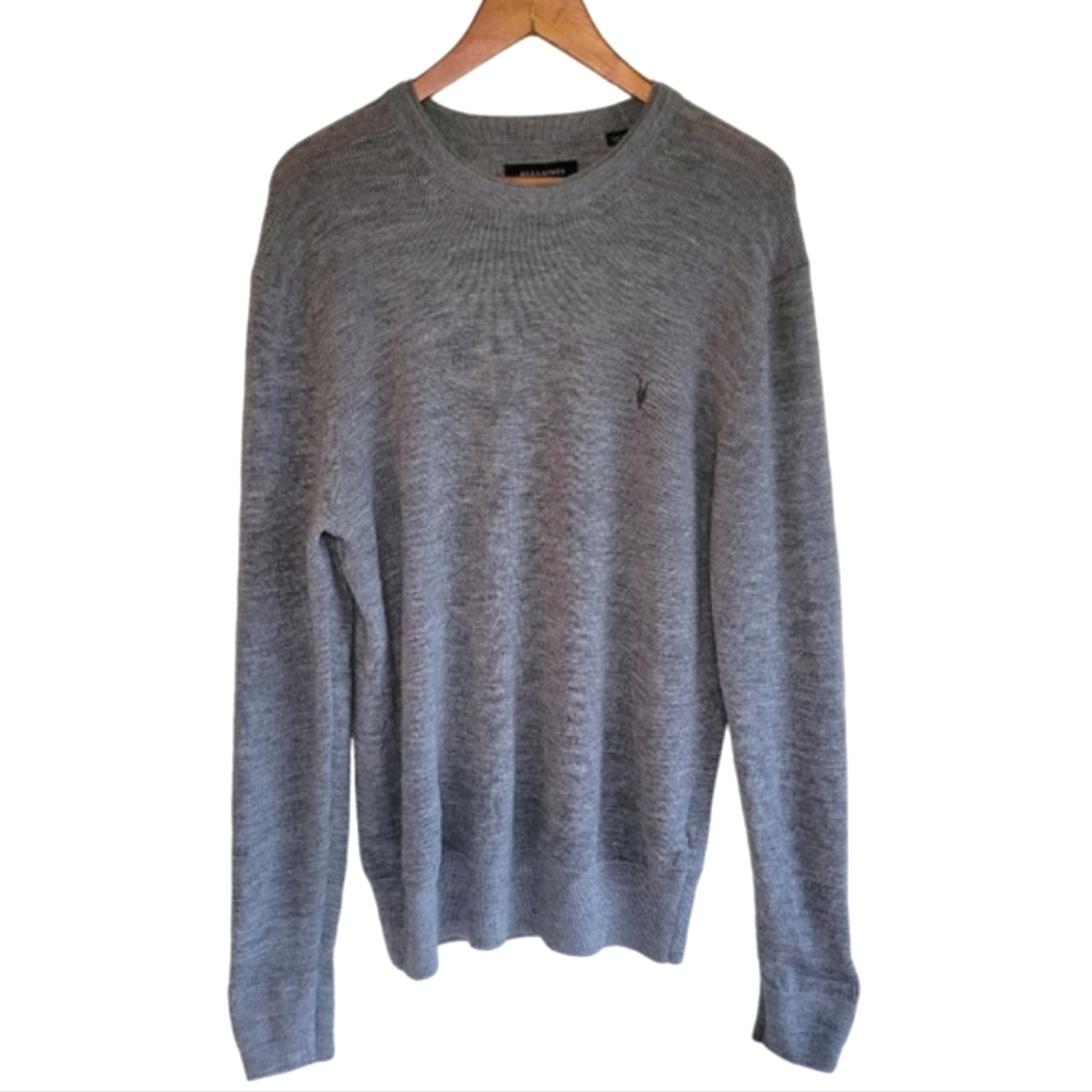 All Saints Men's Merino Wool Sweater Gray Large